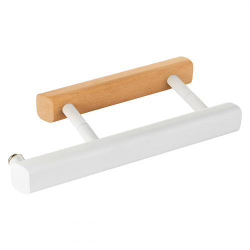 Ручка-скоба Gratec Estri из цельнолитого алюминия, окрашенного в белый муар и массива бука с магнитным фиксатором для стеклянной двери сауны и бани арт. RS-AB-315M-WH