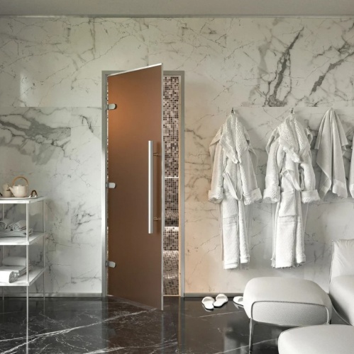 Дверь для хамам и сауны Gratec Gracia, бронза матовое закаленное стекло 8 мм, левое открывание фото 2