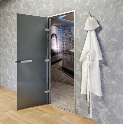 Дверь для хамам и сауны Gratec Estri Silver Premium, серое Matelux матовое закаленное стекло 8 мм фото 7