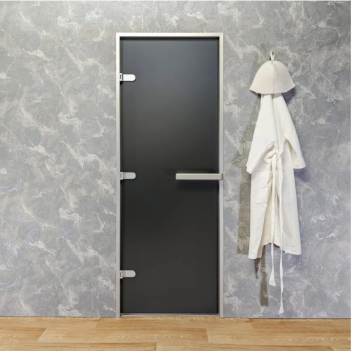Дверь для хамам и сауны Gratec Estri Silver Premium, серое Matelux матовое закаленное стекло 8 мм фото 6