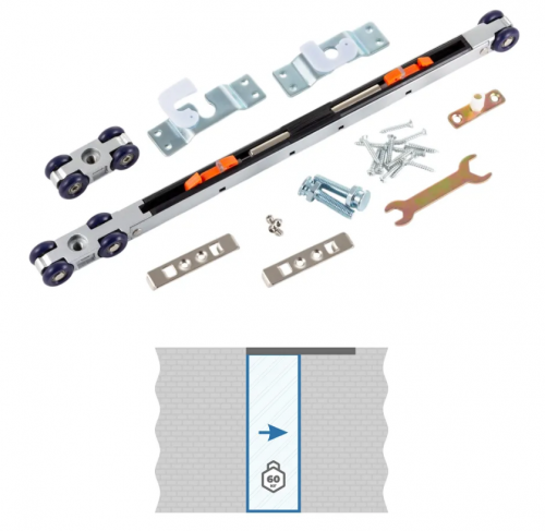 Раздвижная система для дверей до 60 кг с двухсторонним доводчиком арт. G-H86-4