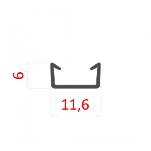 Уплотнитель в обрамлении для стекла 8 мм черный арт. 2206