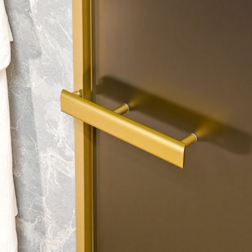 Ручка-скоба Gratec Estri из цельнолитого алюминия, окрашенного в золотой муар с магнитным фиксатором для стеклянной двери хамам арт. RS-AA-315M-GD фото 2