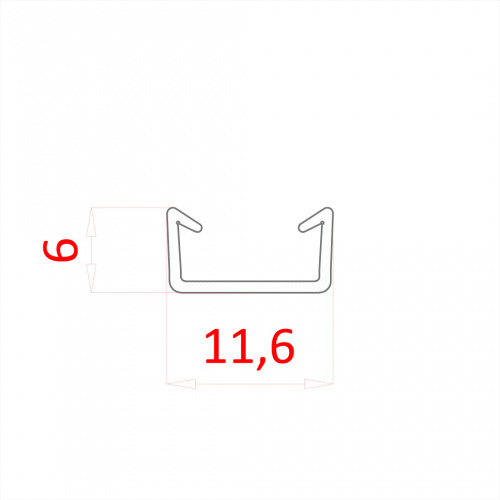 Уплотнитель в обрамление для стекла 8мм  серый арт. 2204