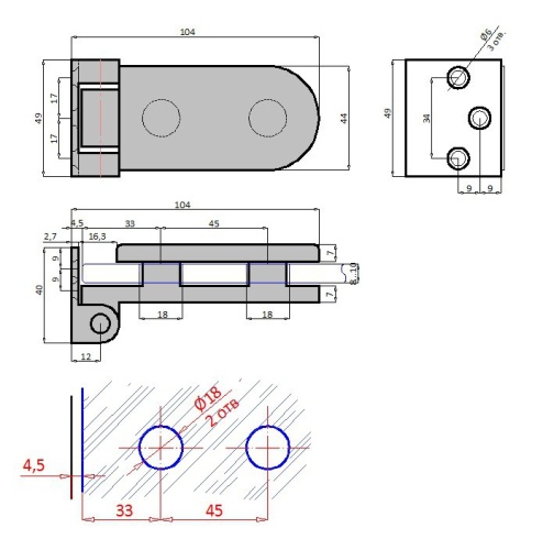 Петля горизонтальная сатин 2002As фото 2