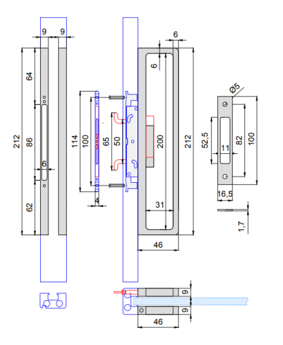Ручка-защелка для откатных дверей арт. G-HD01-210-46-9 фото 2