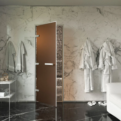 Дверь для хамам и сауны Gratec Diana Premium, закаленное стекло 8 мм бронза матовое фото 2