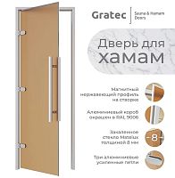 Дверь для хамам и сауны Gratec Gracia, бронза матовое закаленное стекло 8 мм, левое открывание