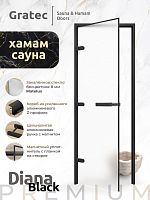 Дверь для хамам и сауны Gratec Estri Black Premium, чёрные короб и фурнитура, бесцветное Matelux закаленное стекло 8 мм,