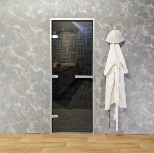 Дверь для хамам и сауны Gratec Estri Silver Premium, серое прозрачное закаленное стекло 8 мм фото 2