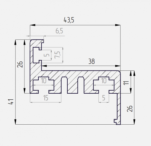 Комплект усиленного Z-образного профиля не окрашенный для стеклянной двери, резина черная фото 2