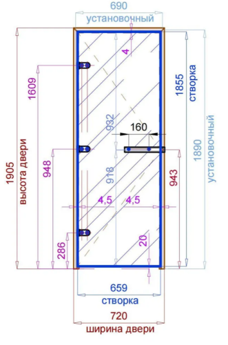 Дверь для хамам и сауны Gratec Estri Black Premium, чёрные короб и фурнитура, серое прозрачное закаленное стекло 8 мм фото 6