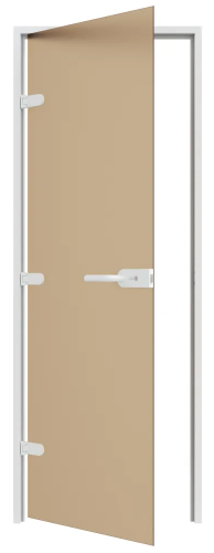 Дверь стеклянная с замком Gratec Alma WH, белый короб и фурнитура, бронза матовое закаленное стекло 8 мм