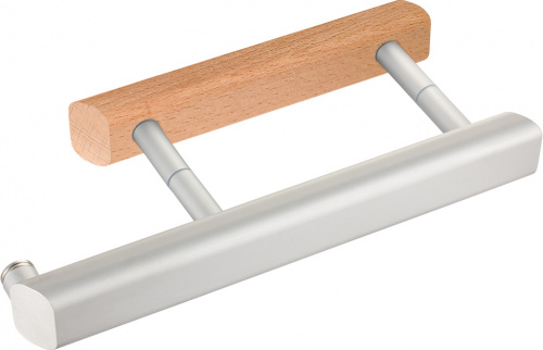 Ручка-скоба Gratec Estri AB из цельнолитого алюминия и массива бука с магнитным фиксатором для стеклянной двери сауны и бани арт. RS-AB-315M-SR