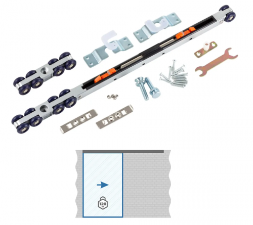 Раздвижная система для дверей до 120 кг с двухсторонним доводчиком арт. G-H86-8 