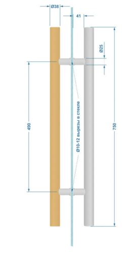 Ручка-скоба Gratec Gracia SB из нержавеющей стали и массива бука для стеклянной двери в баню и сауну арт. RS-SB-750