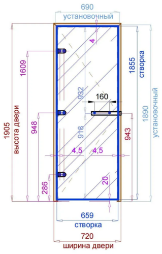 Дверь для хамам и сауны Gratec Estri Silver Premium, серое Matelux матовое закаленное стекло 8 мм фото 12