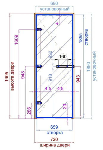 Дверь для хамам и сауны Gratec Estri Black Premium, чёрные короб и фурнитура, бронза матовое закаленное стекло 8 мм фото 5