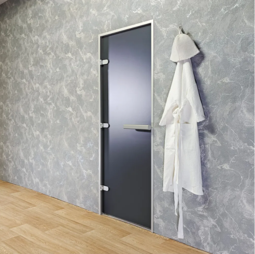 Дверь для хамам и сауны Gratec Estri Silver Premium, серое Matelux матовое закаленное стекло 8 мм фото 8
