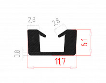 Уплотнитель для стекла 4мм (черный) арт. 2208