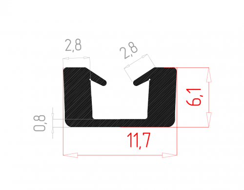 Уплотнитель для стекла 4мм (черный) арт. 2208