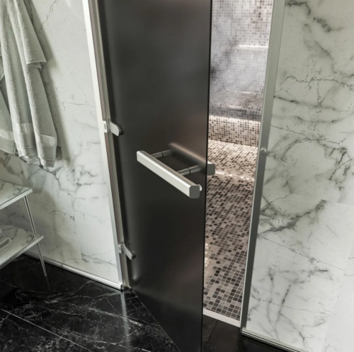 Дверь для хамам и сауны Gratec Estri Silver Premium, серое Matelux матовое закаленное стекло 8 мм фото 9