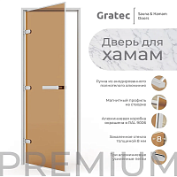 Дверь для хамам и сауны Gratec Diana Premium, закаленное стекло 8 мм бронза