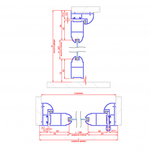 Дверной комплект профиля для одинарного остекления  Norman, резина черная фото 7