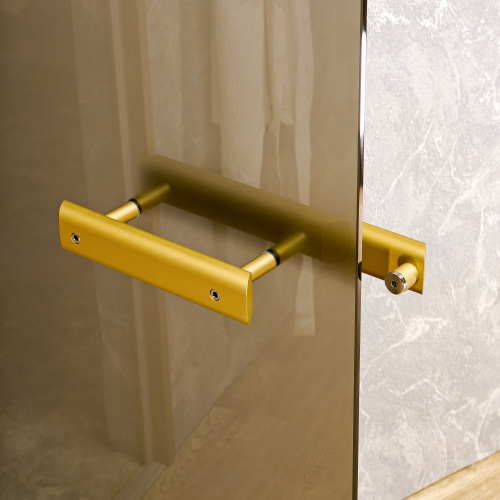 Ручка-скоба Gratec Estri из цельнолитого алюминия, окрашенного в золотой муар с магнитным фиксатором для стеклянной двери хамам арт. RS-AA-315M-GD фото 3