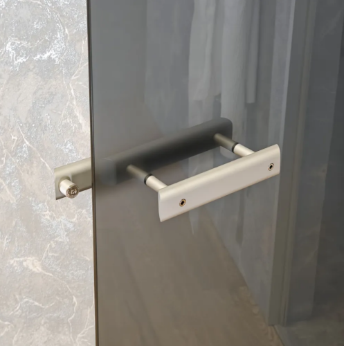 Дверь для хамам и сауны Gratec Estri Silver Premium, серое Matelux матовое закаленное стекло 8 мм фото 4